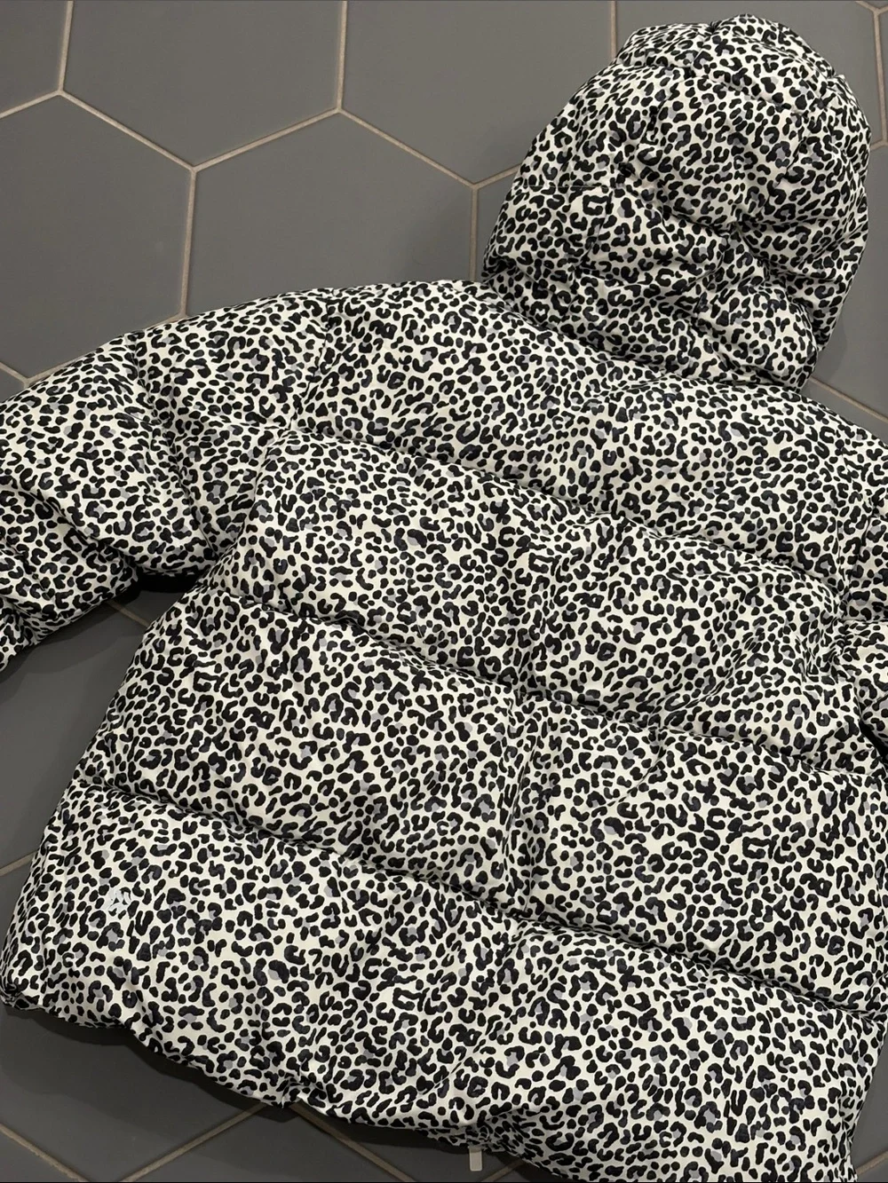 all in motion Black and White Leopard Print Puffer Jacket